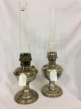 Lot of 2 Aladdin Nickel Kerosene Lamps-