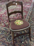 Wood Chair w/ Needlepoint Seat