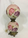 Floral Paint Electrified Dbl Globe Lamp