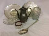 Group Including Pewter Tea Pot, Silverplate Trays,