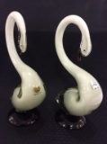 Pair of Crystal Murano Art Glass Birds