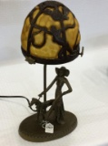 Figural Base Lamp w/ Lady Walking Dog