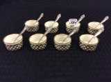 Set of 8 Sterling Silver Salt Dips w/