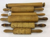 Lot of 6 Various Wood Rolling Pins