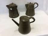 Lot of 3 Primitive Tin Coffee Pots