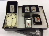 Collection of 5 Collectible Zippo Lighters in