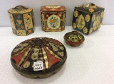 Lot of 5 Various Old Decorative Tins-