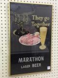 Framed Adv. Marathon Lager Beer Sign