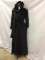 Vintage Ladies Black Dress w/ Hat/Scarf & Beaded