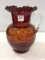 Art Glass Ruby Amberina Pitcher w/