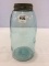 Old Blue Glass Fruit Jar w/ Lid