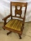 Vintage Wood Upholstered Desk Chair