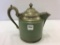 Vintage Green Porcelain & Pewter Teapot