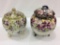 Lot of 2 Floral Painted Biscuit Jars