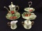 Lefton Christmas Teapot, Creamer, Sugar,