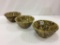 Lot of 3 Green & Brown Spatterware Sm. Crock