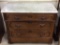 Antique Walnut 3 Drawer Dresser w/ White Marble