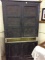 Black Paint Primitive Cabinet w/ Piereced Tin