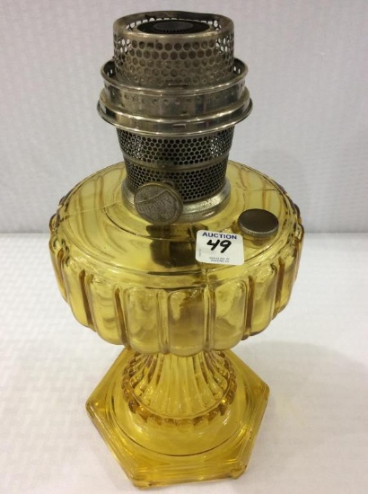 Aladdin Amber  Glass Pedestal Kerosene Lamp