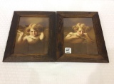 Lot of 2 Sm.  Framed Cupid Awake & Asleep