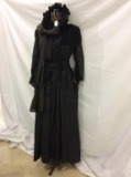 Vintage Ladies Black Dress w/ Hat/Scarf & Beaded