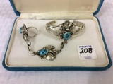 Navajo Sterling Silver Turquoise Slave Bracelet