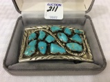 Zuni Sterling Silver Turquoise Nugget Buckle