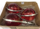 Set of 3 Red Comet Glass Ball Fire Ext.