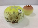 Lot of 2 Satin Glass Rose Bowls