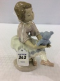 Lladro Figurine-Girl on Bench w/ Teddy Bear