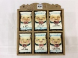 Wall Hanging Spice Set w/ 6 Chef Design