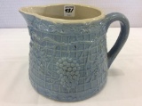 Blue Stoneware Pitcher w/ Grape &