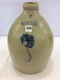 2 Gal Salt Glaze Stoneware Jug w/ Cobalt