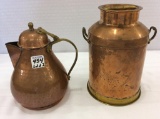 Lot of 2 Copper Pieces Including Tea Pot