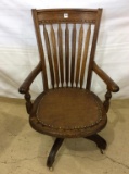 Vintage Wood Rolling Arm Desk Chair