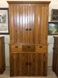 Very Nice Primitive One Piece Wainscot Cabinet