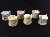 Lot of 6 Floral Painted Shaving Mugs