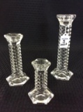 Set of 3 Waterford Graduated Candlesticks