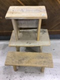 Lot of 3 Sm. Wood Wash Stand Stools