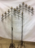 Pair of Ornate Iron Adjustable Height Floor Model