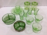 Lg. Group of Green Depression Glass