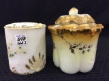 Pair Including Decorated Floral Biscuit Jar