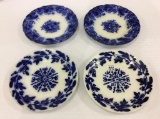 Lot of 4 Various Flo Blue Design Plates