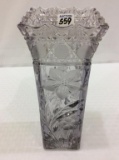 Etched Glass Vase (10 1/2 Inches Tall