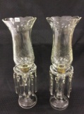 Pair of Lg. Matching Glass Candle Holders