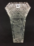 Etched Glass Floral Vase (12 1/2 Inches Tall)