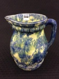 Blue Spatterware Pottery Pitcher