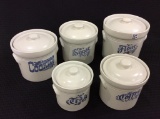 Lot of 5 Blue & White Pfaltzgraff Cannister