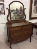 Oak Dresser w/ Mirror (Approx 70 Inches Tall