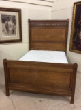 Antique Oak High Back Full Size Bed